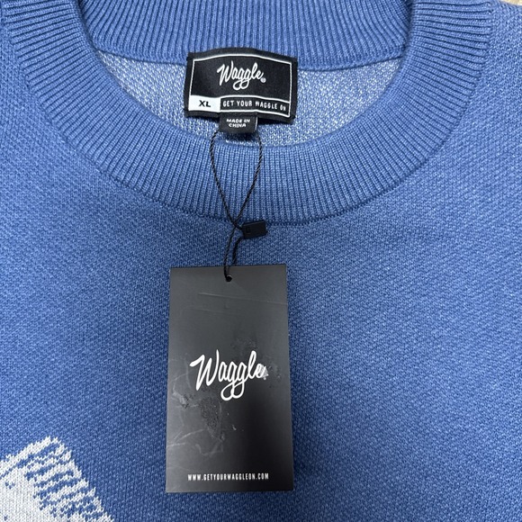 Waggle Mens Blue Freshwater Knit Sweater New With Tags XL - Picture 6 of 8